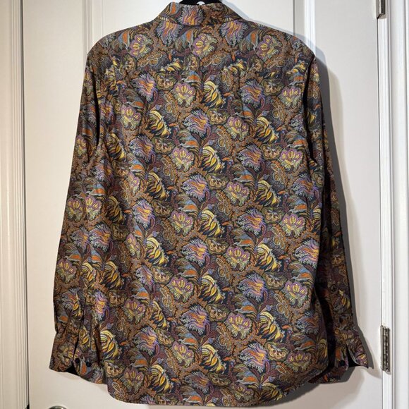 Vintage John Lennon Inspired Paisley Print Button-Up Blouse – Size L – Retro 60s - Picture 6 of 6